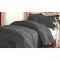 Kathy Ireland Down Alternative Solid/Stripe Reversible Comforter, Black, Twin GPKI175016